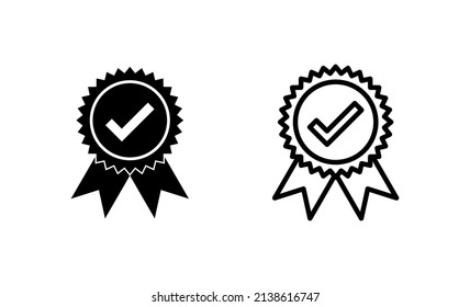 Genehmigte Symbolvektorgrafik. Zertifiziertes Medaillensymbol