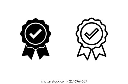 Genehmigte Symbolvektorgrafik. Zertifiziertes Medaillensymbol