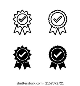 Vector de icono aprobado. Icono de medalla certificado