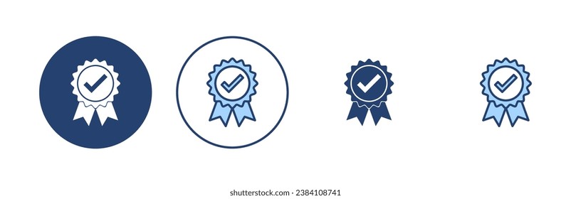 Genehmigte Symbolvektorgrafik. Zertifiziertes Medaillensymbol