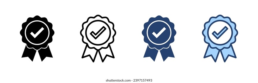 Genehmigte Symbolvektorgrafik. Zertifiziertes Medaillensymbol