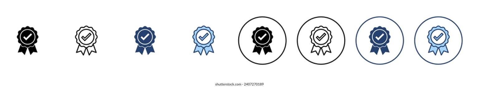 Genehmigte Symbolvektorgrafik. Zertifiziertes Medaillensymbol