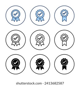 Genehmigte Symbolvektorgrafik. Zertifiziertes Medaillensymbol