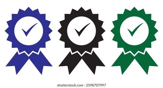 Approved Icon Vector, Certified Medal Icon with Check Mark, Isolated on White Background for Quality Assurance and Certification Concepts