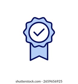Vetor de ícone aprovado. Ícone de Medalha Certificada