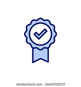 Vetor de ícone aprovado. Ícone de Medalha Certificada
