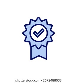 Vetor de ícone aprovado. Ícone de Medalha Certificada