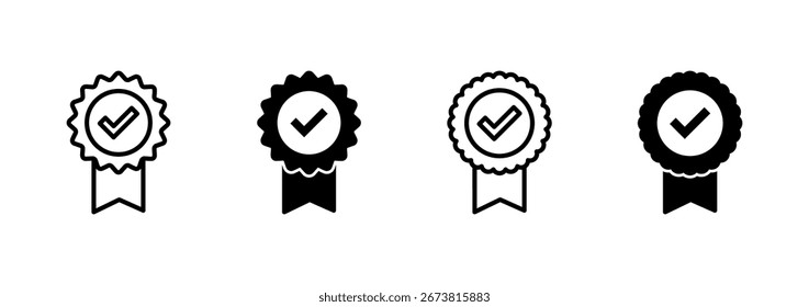 Vetor de ícone aprovado. Ícone de Medalha Certificada