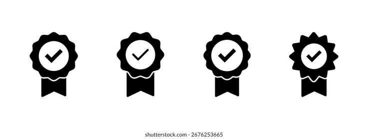 Vetor de ícone aprovado. Ícone de Medalha Certificada