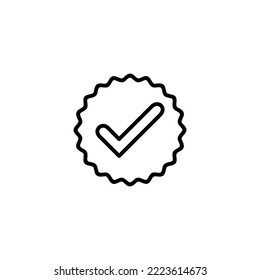 Ilustración vectorial de icono aprobada. Icono de Medalla certificado. marca de verificación