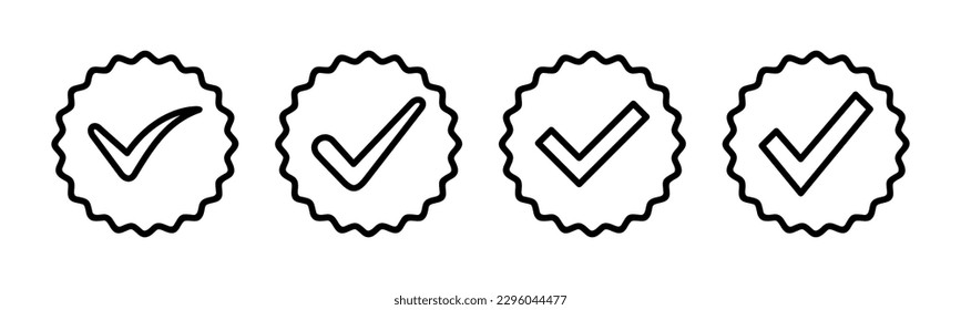 Ilustración vectorial de icono aprobada. Icono de Medalla certificado. marca de verificación