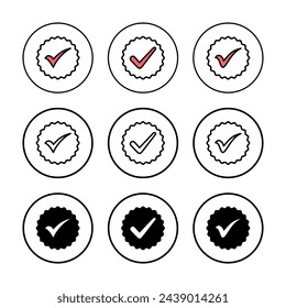Ilustración vectorial de icono aprobado. Icono de medalla certificada