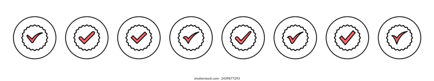 Ilustración vectorial de icono aprobado. Icono de medalla certificada