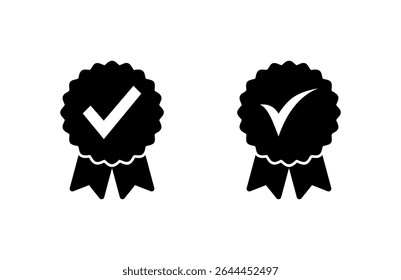 Genehmigte Symbolvektorgrafik. Symbol für die zertifizierte Medaille. Prüfzeichen