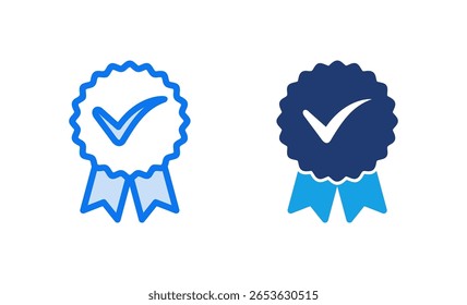 Genehmigte Symbolvektorgrafik. Symbol für die zertifizierte Medaille. Prüfzeichen