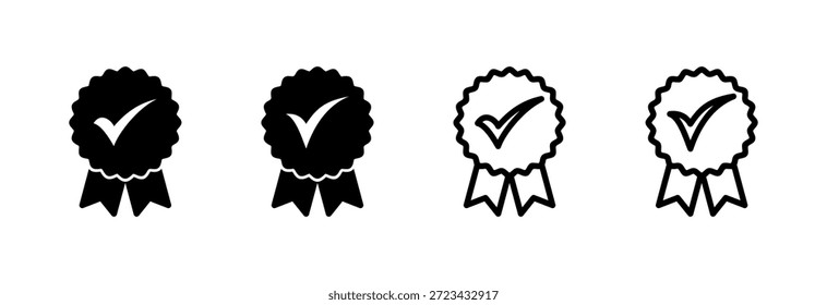 Genehmigte Symbolvektorgrafik. Symbol für die zertifizierte Medaille. Prüfzeichen
