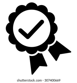 Approved icon. Vector style is flat symbols, black color, rounded angles, white background.