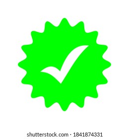 icono aprobado marca de verificación .white en forma estrella verde aislada en fondo blanco. iluminación vectorial