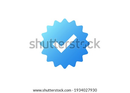 Approved Icon. White Check Mark with Blue Circle Shape Sparkle Star Sticker Label isolated on White Background. Flat Vector Icon Design Elements For Web Templates. Stock photo © 