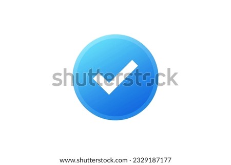 Approved Icon. White Check Mark with Blue Circle Shape Sticker Label isolated on White Background. Flat Vector Icon Design Elements For Web Templates.