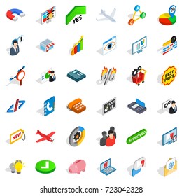 Approved icons set. Isometric style of 36 approved vector icons for web isolated on white background