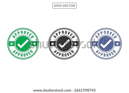 Approved ink rubber stamp green seal symbol sign valid isolated on transparent background confirm accepted recieved circle rectangle 