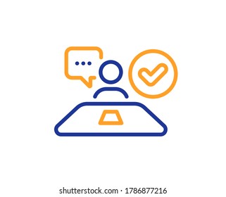Approved interview line icon. Accepted employee sign. Human resource symbol. Colorful thin line outline concept. Linear style job interview icon. Editable stroke. Vector
