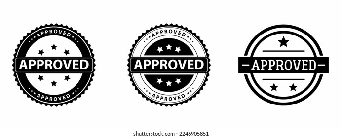 Approved label icon template set. Stock vector illustration.
