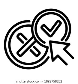 Icono de lección aprobado. Icono de vector de lección aprobado de esquema para diseño web aislado en fondo blanco