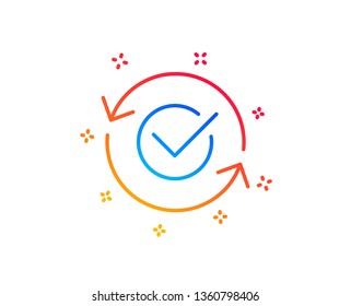 Approved line icon. Accepted or confirmed sign. Refresh symbol. Gradient design elements. Linear approved icon. Random shapes. Vector