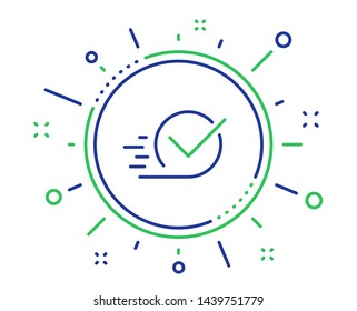 Approved line icon. Accepted or confirmed sign. Quality design elements. Technology checkbox button. Editable stroke. Vector