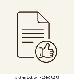 Approved line icon. Document and thumbs up icon. Documents concept. Vector illustration can be used for topics like education, marketing, business