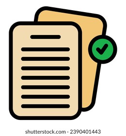 Approved list icon outline vector. Cart website. Gift write color flat