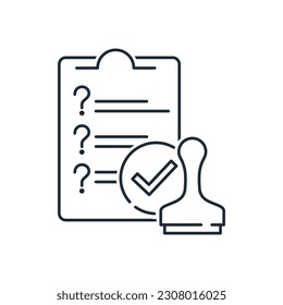 approved list of questions. Vector linear icon isolated on white background.