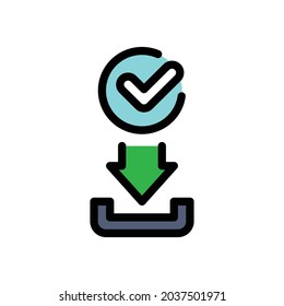Approved loading color line icon. Verification download concept. Sign for web page, mobile app. Vector isolated object.