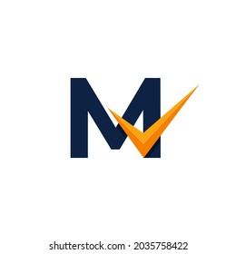 Approved Logo. Initial Letter M Check Logo Design Template. Eps10 Vector