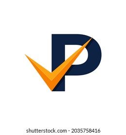 Approved Logo. Initial Letter P Check Logo Design Template. Eps10 Vector