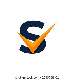 Genehmigtes Logo. Initial Letter S überprüft Logo-Design-Vorlage. EPS10-Vektorgrafik