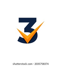 Approved Logo. Number 3 Check Logo Design Template. Eps10 Vector