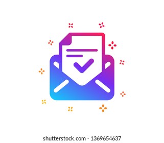 Approved mail icon. Accepted or confirmed sign. Document symbol. Dynamic shapes. Gradient design approved mail icon. Classic style. Vector