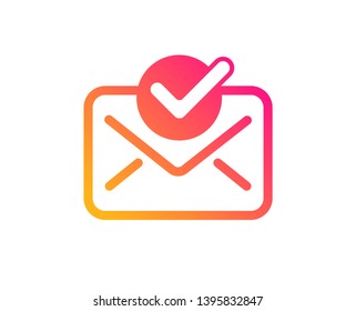 Approved mail icon. Accepted or confirmed sign. Document symbol. Classic flat style. Gradient approved mail icon. Vector