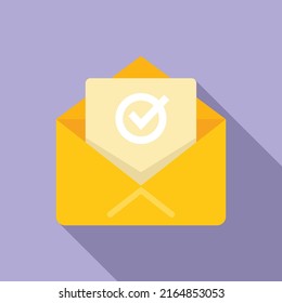 Approved mail icon flat vector. Business quality. Control complete