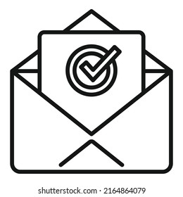 Approved mail icon outline vector. Business quality. Control complete