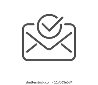 Approved mail line icon. Accepted or confirmed sign. Document symbol. Quality design element. Classic style. Editable stroke. Vector