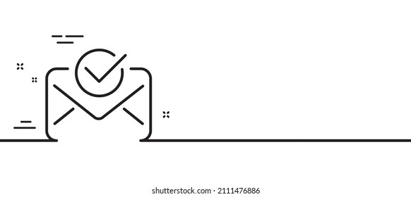 Genehmigte E-Mail-Linie Symbol. Akzeptiertes oder bestätigtes Zeichen. Dokumentsymbol. Minimaler Hintergrund der Illustration. Genehmigte Mail-Linie Symbol Muster-Banner. White Web Template Konzept. Vektorgrafik