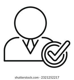 Vector de contorno de icono del gestor aprobado. Persona humana. Personal de trabajo en equipo