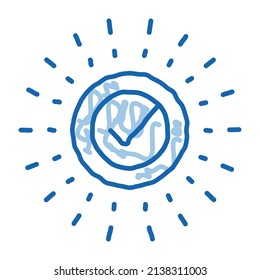Approved Mark In Center Of Rays Element sketch icon vector. Hand drawn blue doodle line art isolated symbol illustration