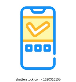 approved mark mobile display color icon vector. approved mark mobile display sign. isolated symbol illustration