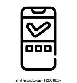 approved mark mobile display line icon vector. approved mark mobile display sign. isolated contour symbol black illustration