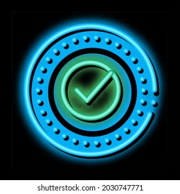 Approved Mark Print Stamp Seal Element neon light sign vector. Glowing bright icon transparent symbol illustration